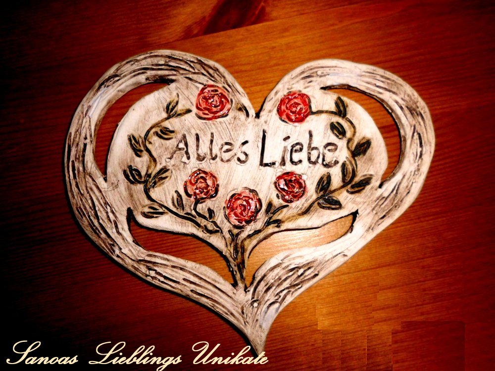 Liebevoll leben und lernen - Sanoas Lieblings Unikate - Keramik - Herz - Alles Liebe