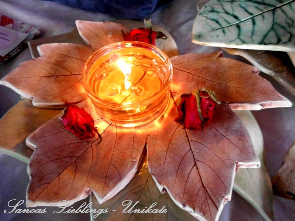 Liebevoll leben und lernen - Sanoas Lieblings Unikate - Keramik - Schale mit Licht