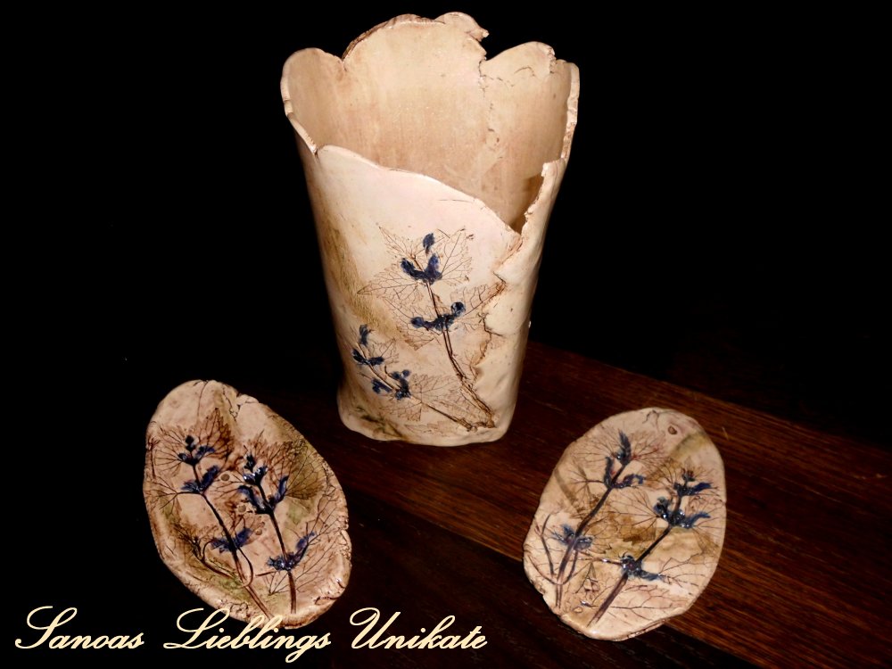 Liebevoll leben und lernen - Sanoas Lieblings Unikate - Keramik - Set Vase, Seifenschale, Bild